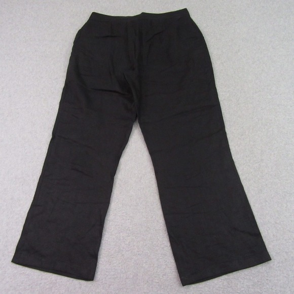 George Womens Casual Pants 6 (30 x 26) Cropped Capri Black 100% Linen Wide Leg - Picture 3 of 7